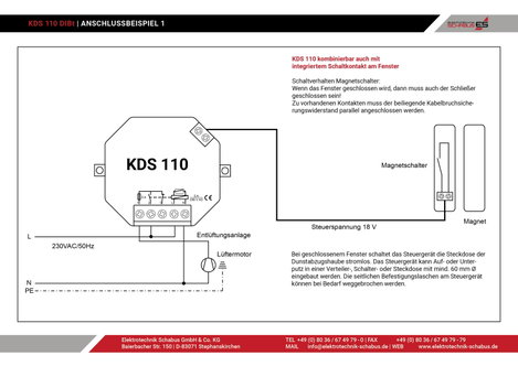 Szellőztetés vezérlés, max. 1150 W 230 V / 50 Hz, Schabus KDS 110 2. kép