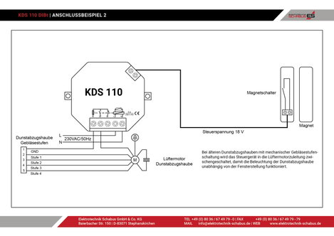 Szellőztetés vezérlés, max. 1150 W 230 V / 50 Hz, Schabus KDS 110 3. kép