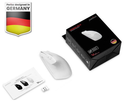 Perixx PERIMICE-813 W Ergonomikus egér Rádiójel vezérlésű, Bluetooth™ Fehér 5. kép