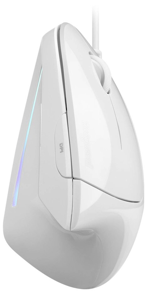 Perixx PERIMICE-513 W Ergonomikus egér Vezetékes Optikai Fehér 6 Gombok 1600 dpi 2. kép