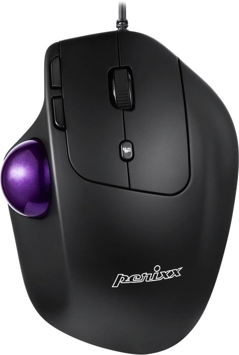 Perixx PERIMICE-520 Ergonomikus egér Vezetékes Fekete 8 Gombok 2 dpi Trackball-lal