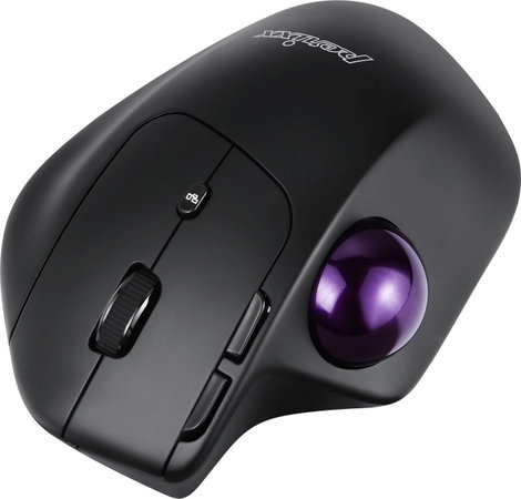 Perixx PERIMICE-720 WLAN egér Rádiójel vezérlésű, Bluetooth™ Fekete 600 dpi, 1600 dpi Trackball-lal