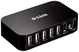 D-Link DUB-H7/E 5+2 port USB 2.0 hub Gyorstöltő csatlakozóval Fekete