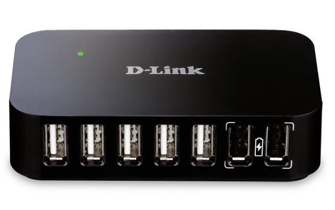 D-Link DUB-H7/E 5+2 port USB 2.0 hub Gyorstöltő csatlakozóval Fekete 2. kép