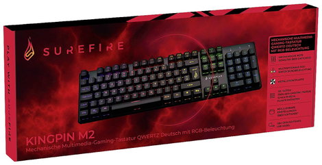 Surefire Gaming KingPin M2 Vezetékes, USB Gamer billentyűzet német, QWERTZ Fekete Világít, Multimédi 4. kép