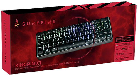 Surefire Gaming KingPin X1 Vezetékes, USB Gamer billentyűzet német, QWERTZ Fekete Világít, Multimédi 4. kép