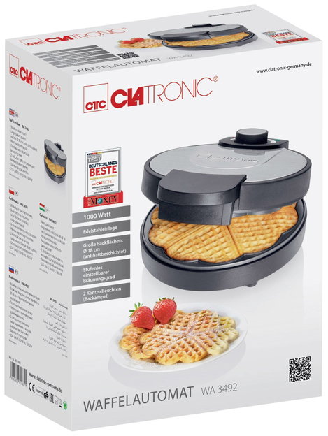 Clatronic WA 3492 Palacsintasütő Tapadásmentes bevonat Fekete, Nemesacél 2. kép