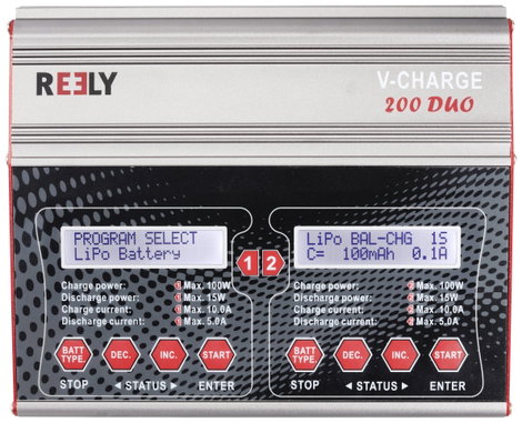 Reely V-Charge 200 Duo Modell multifunkciós töltő 12 V, 230 V 10 A NiMH, LiPolimer, Lítiumion, LiHV, 3. kép