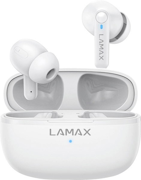 Lamax Clips1 Play In Ear headset Bluetooth® Stereo Fehér Elemtöltés kijelzés, Töltőtok, Hangerő szab