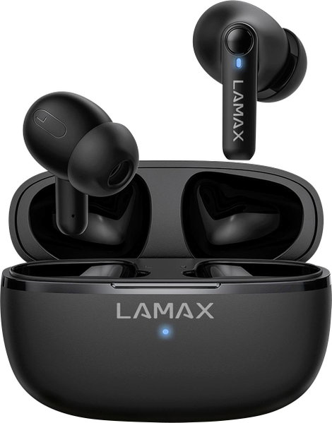 Lamax Clips1 Play In Ear headset Bluetooth® Stereo Fekete Elemtöltés kijelzés, Töltőtok, Hangerő sza