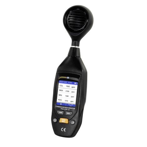 PCE Instruments PCE-COG 10 CO2 mérő 0 - 9999 ppm Hőmérsékletmérő funkcióval, Adatgyűjtő funkcióval,
