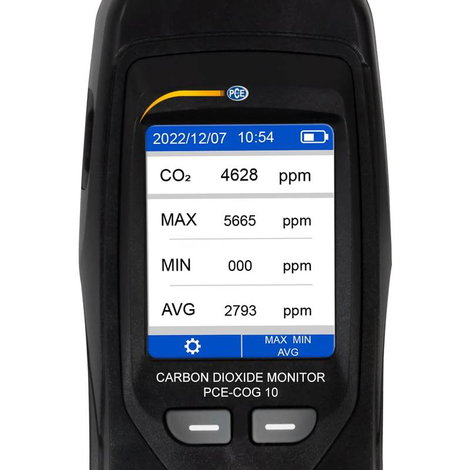 PCE Instruments PCE-COG 10 CO2 mérő 0 - 9999 ppm Hőmérsékletmérő funkcióval, Adatgyűjtő funkcióval, 2. kép