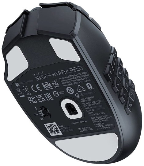 RAZER Naga V2 HyperSpeed Ergonómikus gamer egér Bluetooth™, Rádiójel vezérlésű Optikai Fekete 21 Gom 5. kép