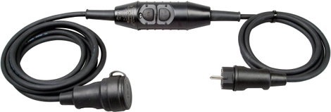Személyvédős, gumi hálózati hosszabbítókábel védőkupakkal, fekete, 1,5 m, H07RN-F 3G 1,5 mm², Kopp P