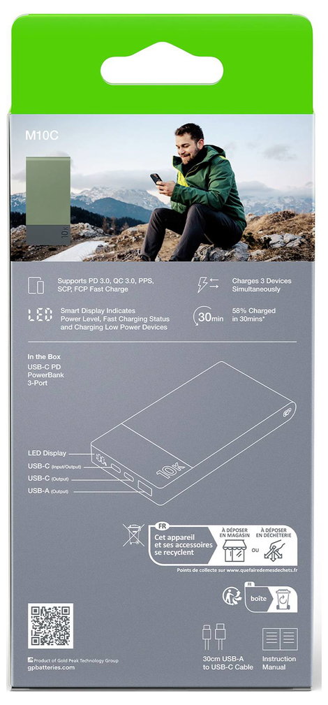 GP GPACCM10C000 Powerbank 10000 mAh LiPo USB-A, USB-C® Mohazöld 5. kép
