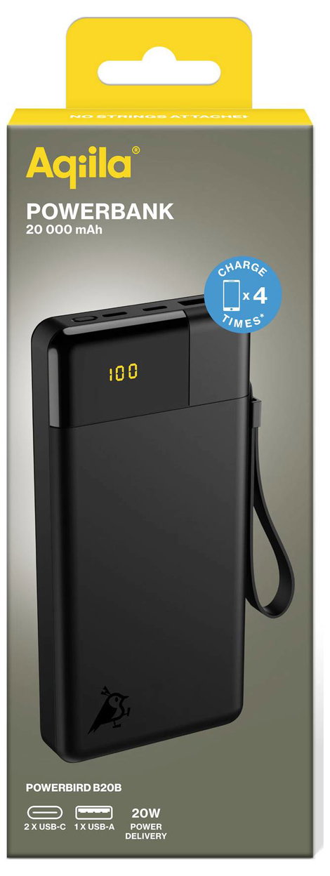 Aqiila Powerbird B20B Powerbank 20000 mAh LiPo USB-A, USB-C® Fekete 2. kép