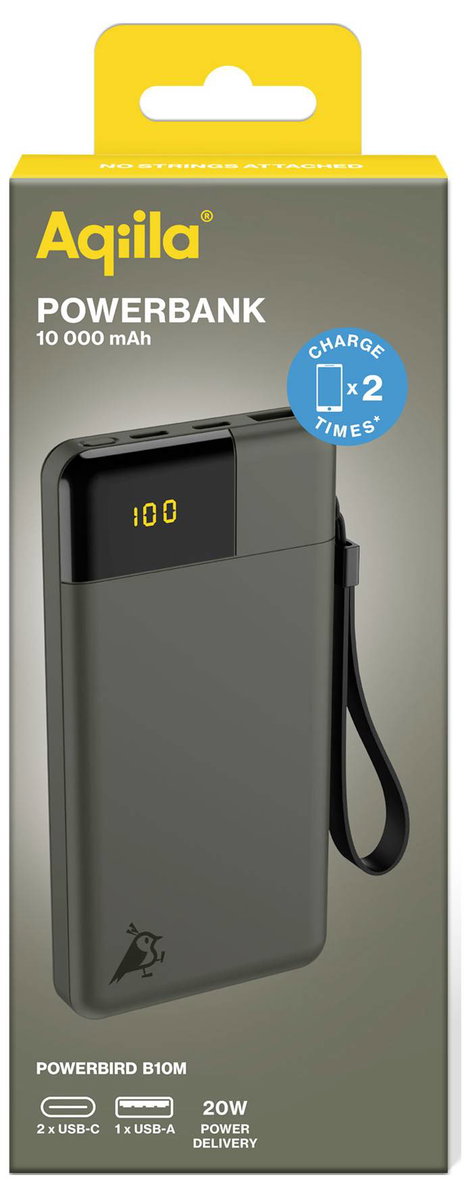 Aqiila Powerbird B10M Powerbank 10000 mAh LiPo USB-A, USB-C® Mohazöld 2. kép