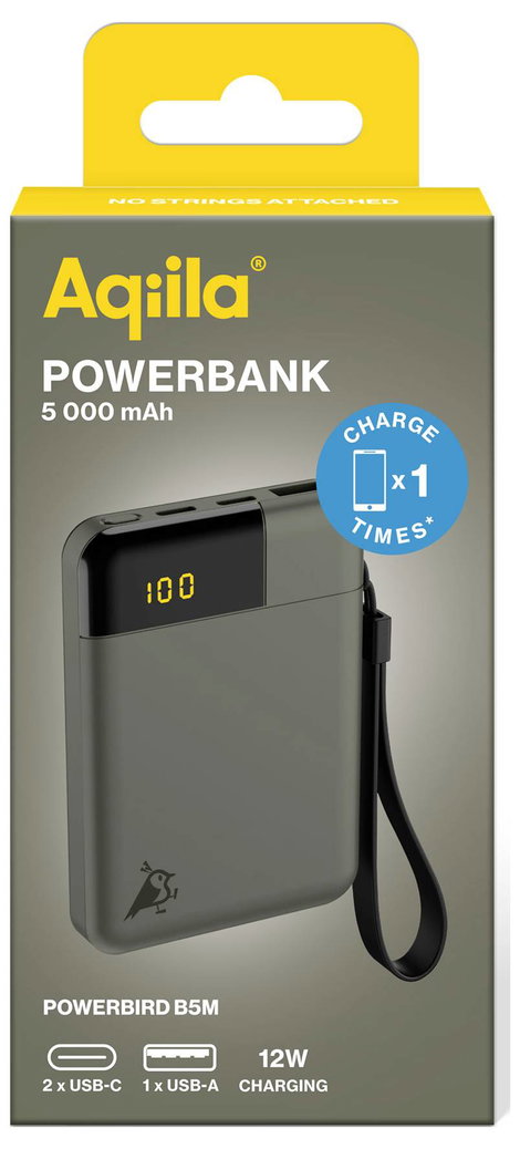 Aqiila Powerbird B5M Powerbank 5000 mAh LiPo USB-A, USB-C® Mohazöld 2. kép