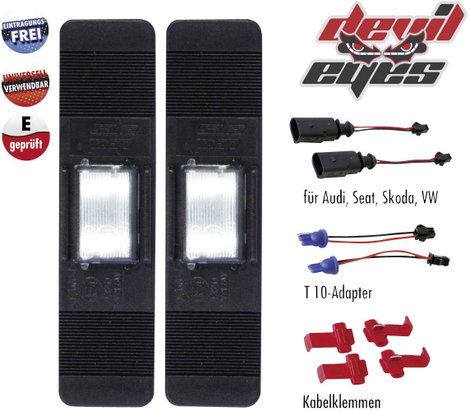 Devil Eyes, LED-es rendszámtábla megvilágítás, univerzális, 2 db LED-del, (H x Sz) 120 mm x 30 mm 2. kép