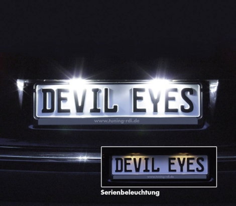 Devil Eyes, LED-es rendszámtábla megvilágítás, univerzális, 2 db LED-del, (H x Sz) 120 mm x 30 mm 3. kép
