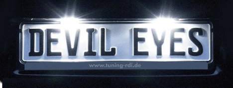 Devil Eyes, LED-es rendszámtábla megvilágítás, univerzális, 2 db LED-del, (H x Sz) 120 mm x 30 mm 4. kép