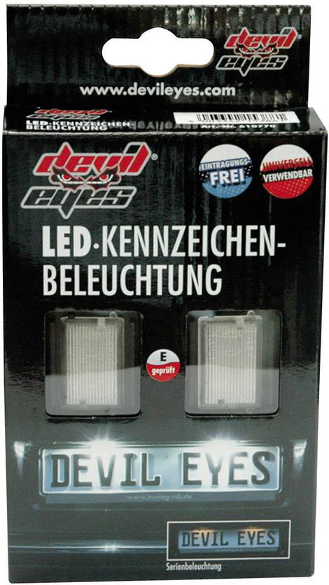 Devil Eyes, LED-es rendszámtábla megvilágítás, univerzális, 2 db LED-del, (H x Sz) 120 mm x 30 mm 6. kép