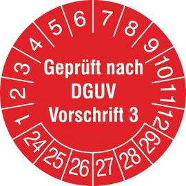 SafetyMarking 30.C2105.24-29 Ellenőrző plakett Geprüft nach DGUV Vorschrift 3 2024-2029 Pirosfehér Ö