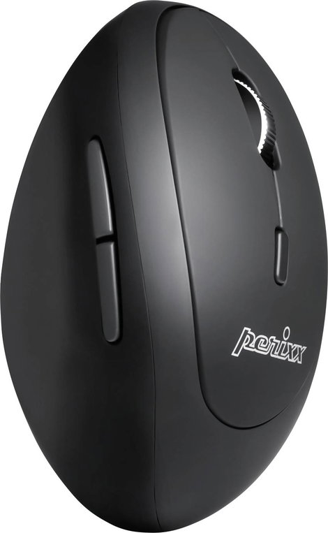 Perixx PERIMICE-819 Ergonomikus egér Bluetooth™, Rádiójel vezérlésű Optikai Fekete Újratölthető