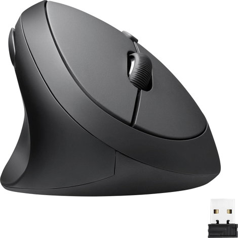 Perixx PERIMICE-719 L Ergonomikus egér Rádiójel vezérlésű Fekete 800 dpi, 1200 dpi, 1600 dpi