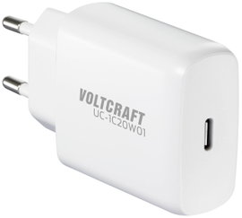 VOLTCRAFT UC-1C20W01 USB-s töltőkészülék 20 W Beltér, Aljzat dugó Kimeneti áram (max.) 3 A USB-C® Ki