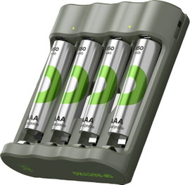 GP Aktion Gratis Ladegerät USB-Modell Ladegerät GP B441 inkl. 4x AAA-Akku Mikroakku NiMH 850 mAh 1.2