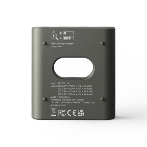 GP Aktion Gratis Ladegerät USB-Modell Ladegerät GP B441 inkl. 4x AAA-Akku Mikroakku NiMH 850 mAh 1.2 2. kép