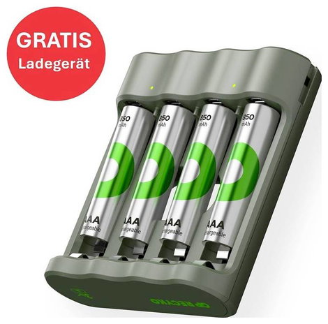 GP Aktion Gratis Ladegerät USB-Modell Ladegerät GP B441 inkl. 4x AAA-Akku Mikroakku NiMH 850 mAh 1.2 3. kép