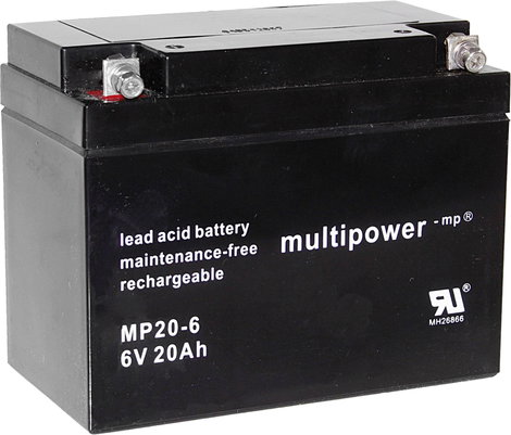 multipower MP20-6 Ólomakku 6 V 20 Ah Ólom-vlies (AGM) (Sz x Ma x Mé) 157 x 125 x 83 mm M5 csavaros c