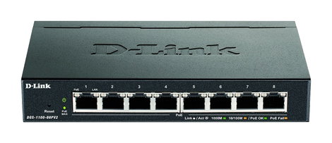 D-Link DGS-1100-08PV2/E Hálózati switch, RJ45 8 port 16 GBit/s PoE funkció