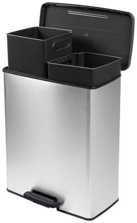 Curver Deco bin slim 254619 Szemeteskuka 52 l (Sz x Ma x Mé) 486 x 615 x 284 mm Ezüst, Fekete 1 db