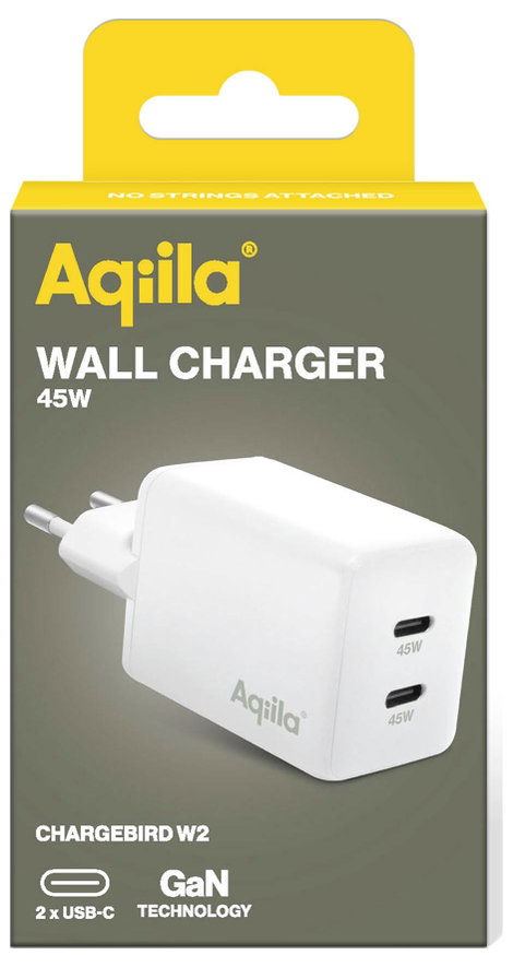 Aqiila W2 USB-s töltőkészülék 45 W Beltér, Aljzat dugó Kimeneti áram (max.) 3 A USB-C® Kimenetek szá 2. kép