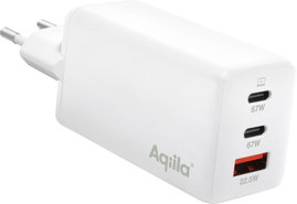 Aqiila W3 USB-s töltőkészülék 65 W Beltér, Aljzat dugó Kimeneti áram (max.) 3 A USB-A, USB-C® Kimene