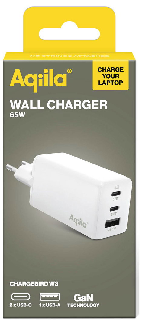 Aqiila W3 USB-s töltőkészülék 65 W Beltér, Aljzat dugó Kimeneti áram (max.) 3 A USB-A, USB-C® Kimene 2. kép