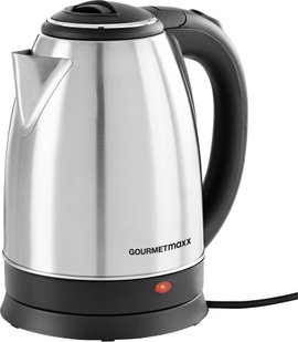 GourmetMaxx Vízforraló Zsinór nélküli Nemesacél, Fekete Tartalom: 1.8