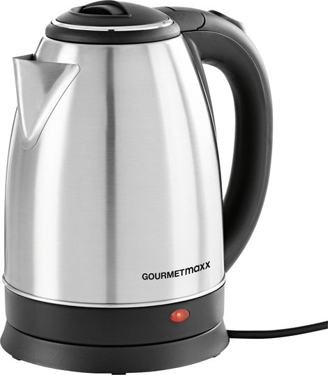 GourmetMaxx Vízforraló Zsinór nélküli Nemesacél, Fekete Tartalom: 1.8