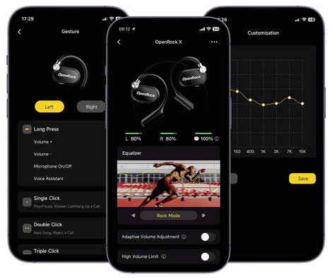 OneOdio OpenRock X Black Sport In Ear fejhallgató Bluetooth® Stereo Fekete 8. kép