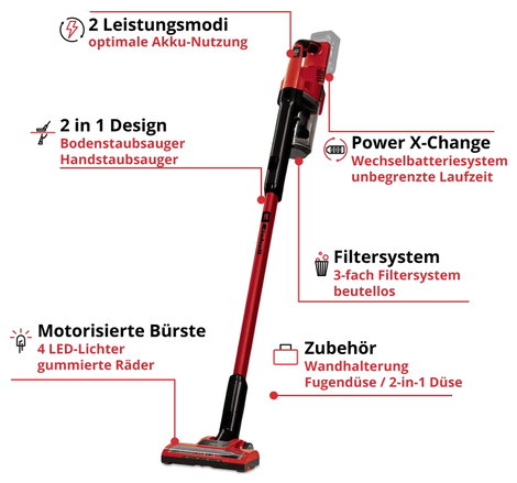Einhell Power X-Change TE-SV 18 Li-Solo Porszívó Akku nélkül, töltő nélkül, Porzsák nélkül 4. kép