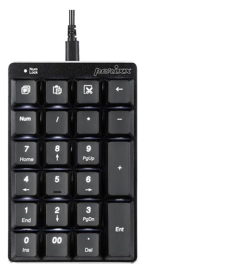 Perixx PERIPAD-303 B Számtömb Vezetékes Világít Fekete