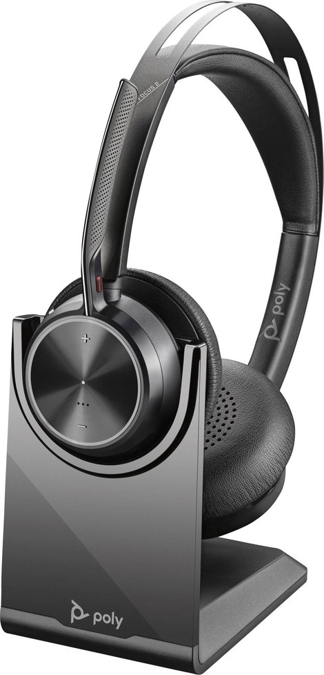 HP Poly Voyager Focus 2 Számítógép On Ear headset Bluetooth® Stereo Fekete Noise Cancelling Headset