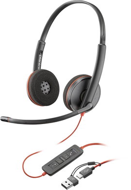 HP Poly Blackwire C3220 Számítógép Over Ear headset Vezetékes Stereo Fekete Headset, Hangerő szabály