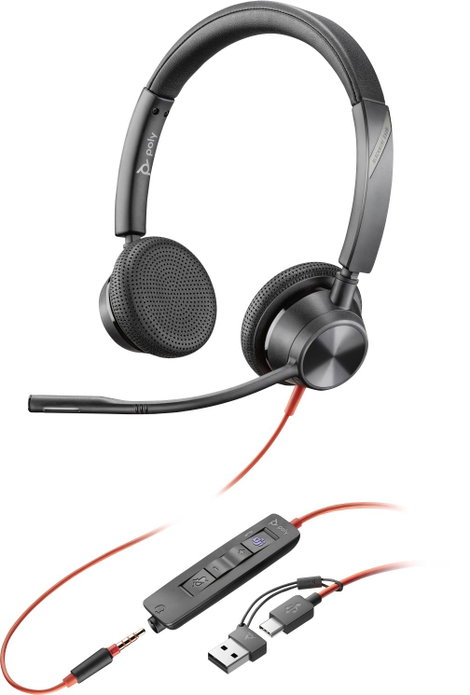 HP Poly Blackwire C3325-M Számítógép On Ear headset Vezetékes Stereo Fekete mikrofon zajelnyomás Hea