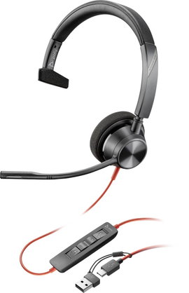 HP Poly Blackwire C3310 Számítógép On Ear headset Vezetékes Mono Fekete mikrofon zajelnyomás, Noise 