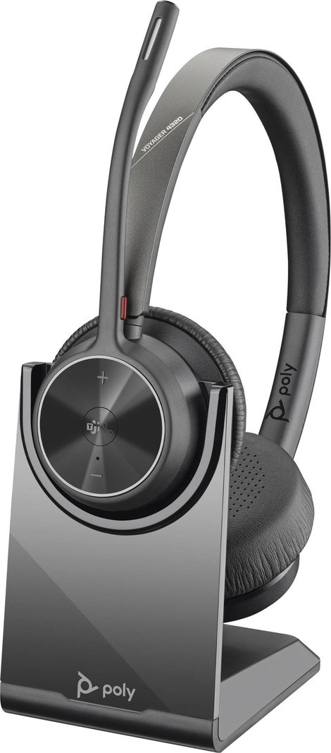 HP Poly Voyager 4320 UC Stereo Számítógép On Ear headset Bluetooth® Stereo Fekete Noise Cancelling H