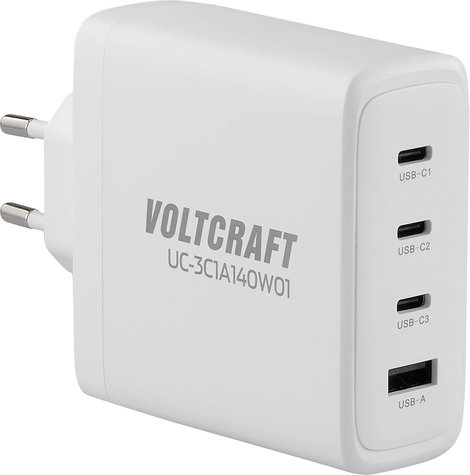 VOLTCRAFT UC-3C1A140W01 USB-s töltőkészülék 140 W Aljzat dugó Kimeneti áram (max.) 5 A USB-A, USB-C®